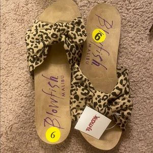 Blowfish cheetah print slide sandals
